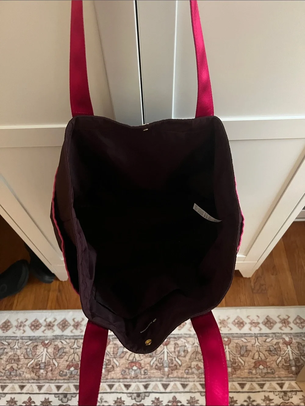 Daily lululemon athletica tote bag 20L Women’s Burgundy Tote Bag with Pink Trim - Picture 3 of 7